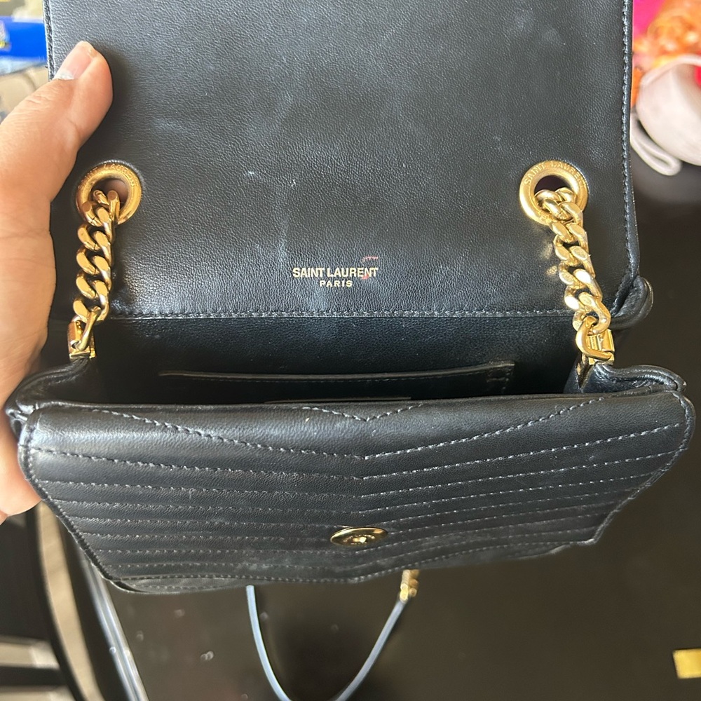 Yves Saint Laurent Black Quilted Leather Monogram Chain Crossbody - Picture 3 of 8